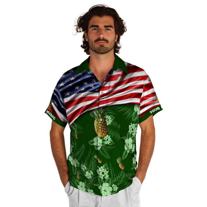 Customized Pineapple US Flag Themed Hawaiian Shirt New Arrival