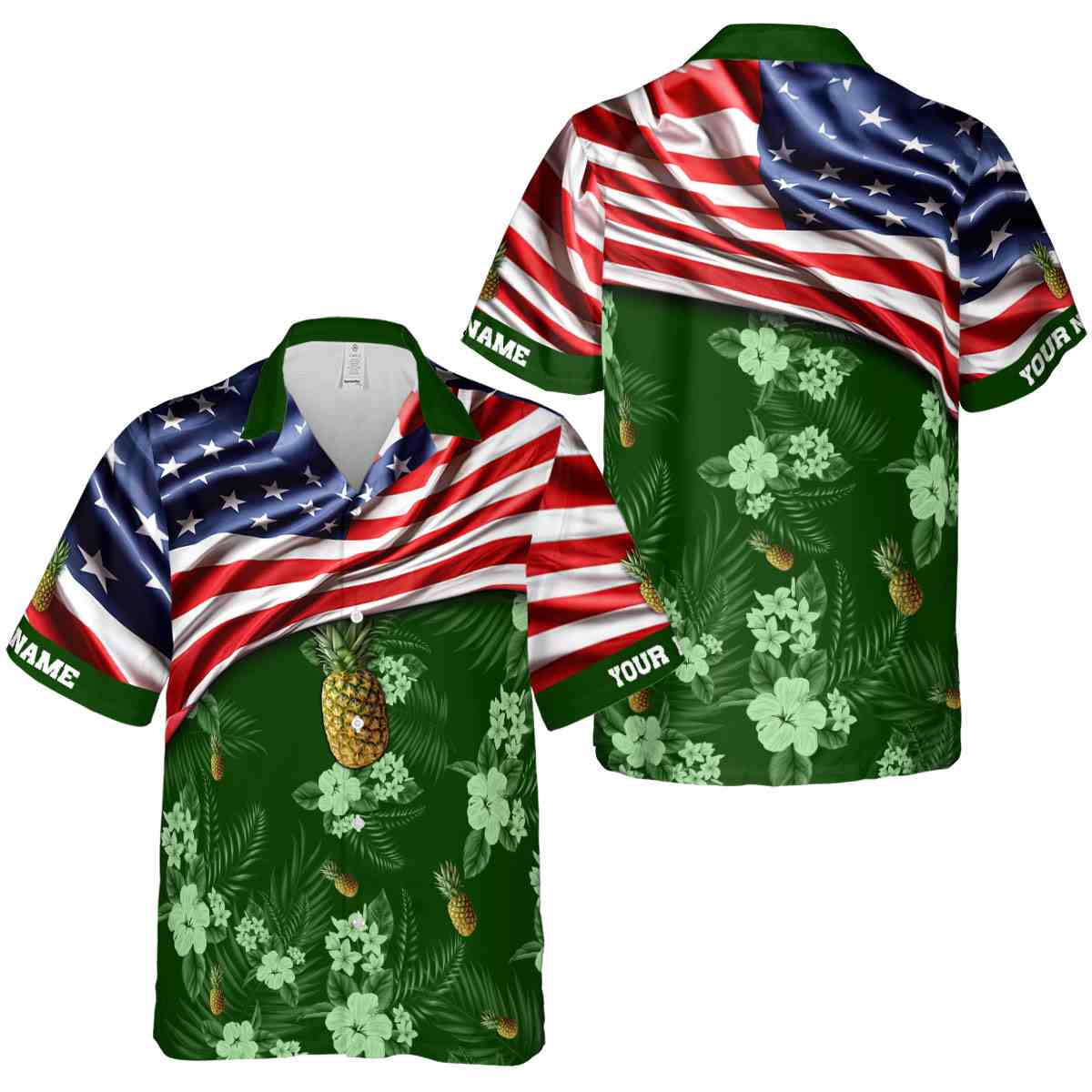 Customized Pineapple US Flag Themed Hawaiian Shirt Premium grade Customized Pineapple US Flag Themed Hawaiian Shirt Premium grade