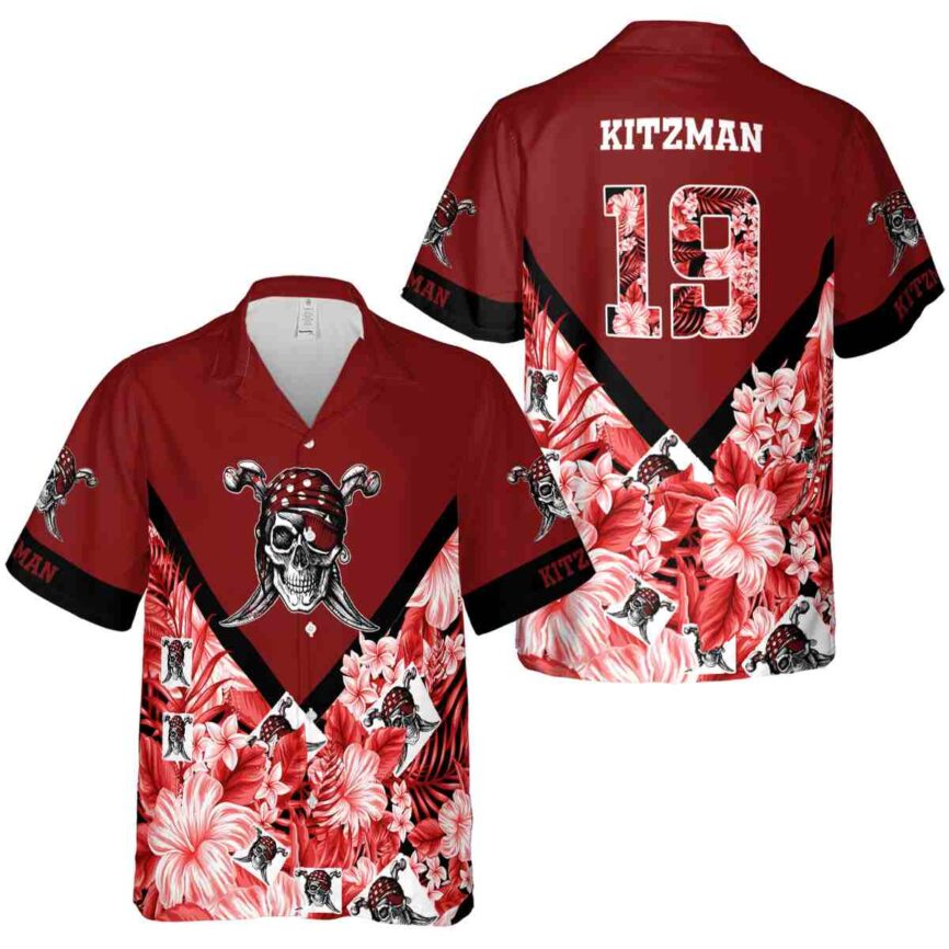 Customized Pirate Bold Floral Number Hawaiian Shirt Premium grade