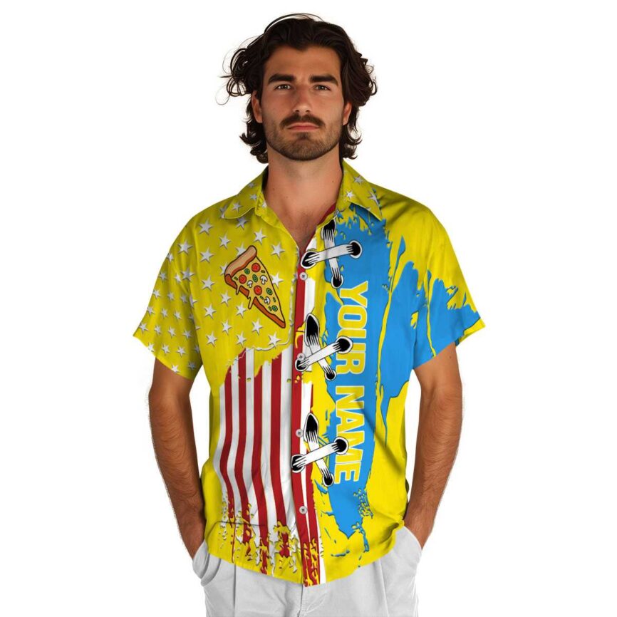 Customized Pizza Flag Stitches Hawaiian Shirt New Arrival