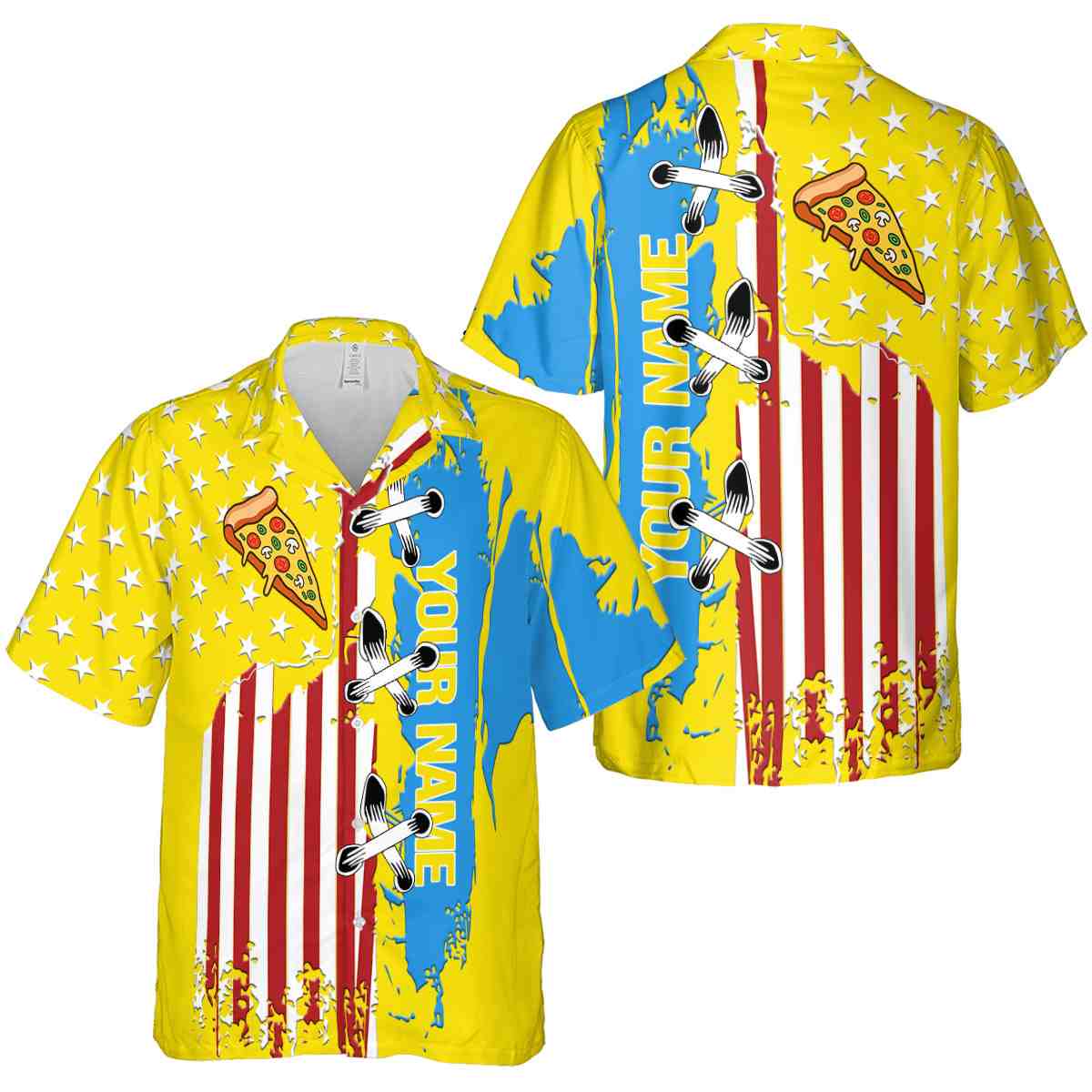 Customized Pizza Flag Stitches Hawaiian Shirt Premium grade Customized Pizza Flag Stitches Hawaiian Shirt Premium grade