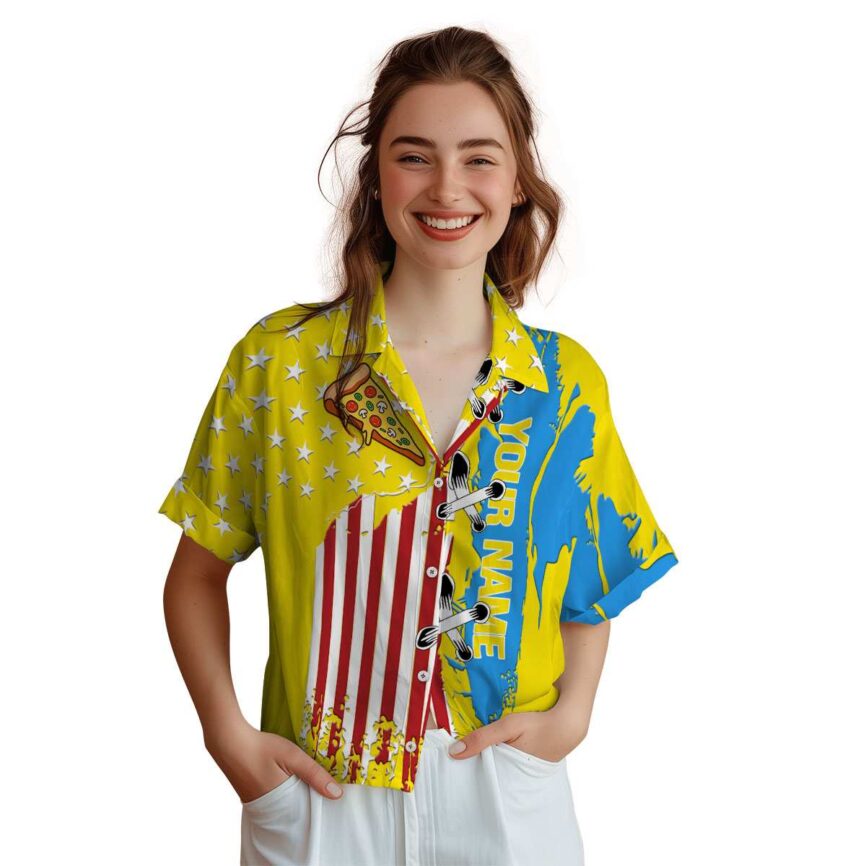 Customized Pizza Flag Stitches Hawaiian Shirt Top rated