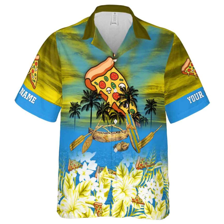 Customized Pizza Sunset Beach Canoe Hawaiian Shirt Fashion forward