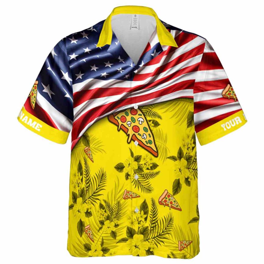Customized Pizza US Flag Themed Hawaiian Shirt Fashion forward