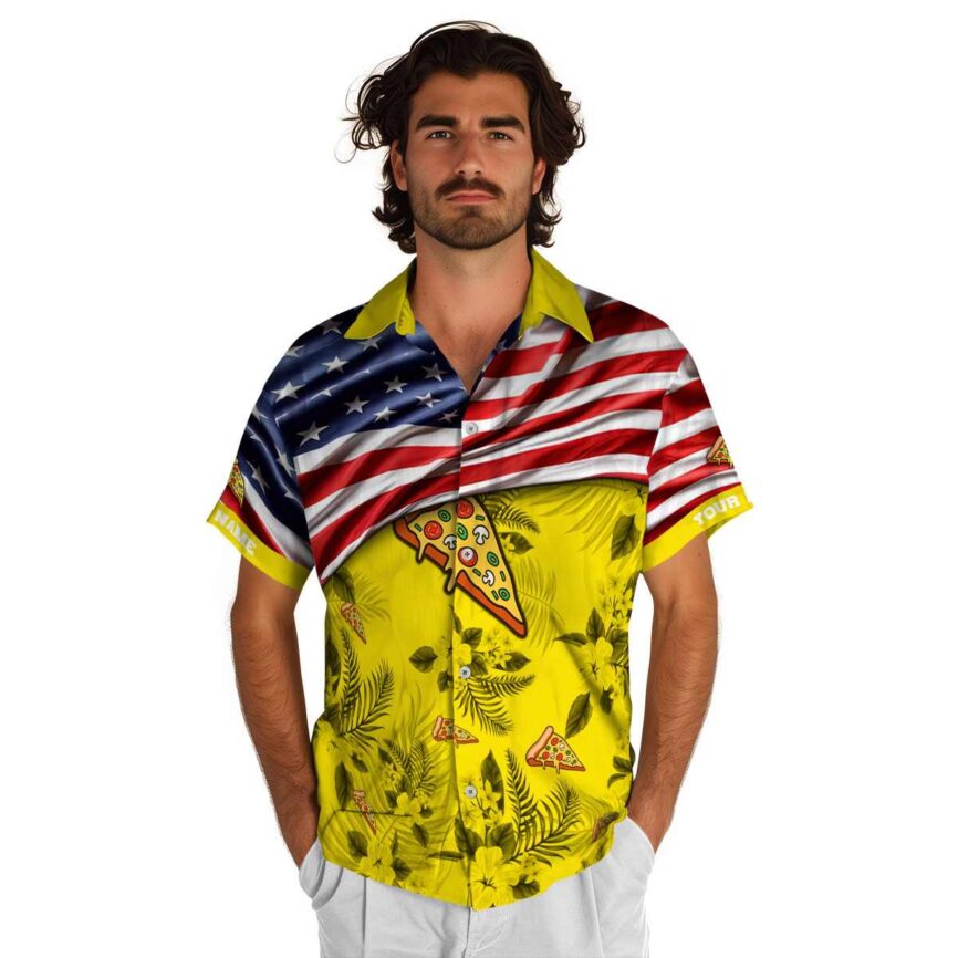 Customized Pizza US Flag Themed Hawaiian Shirt New Arrival