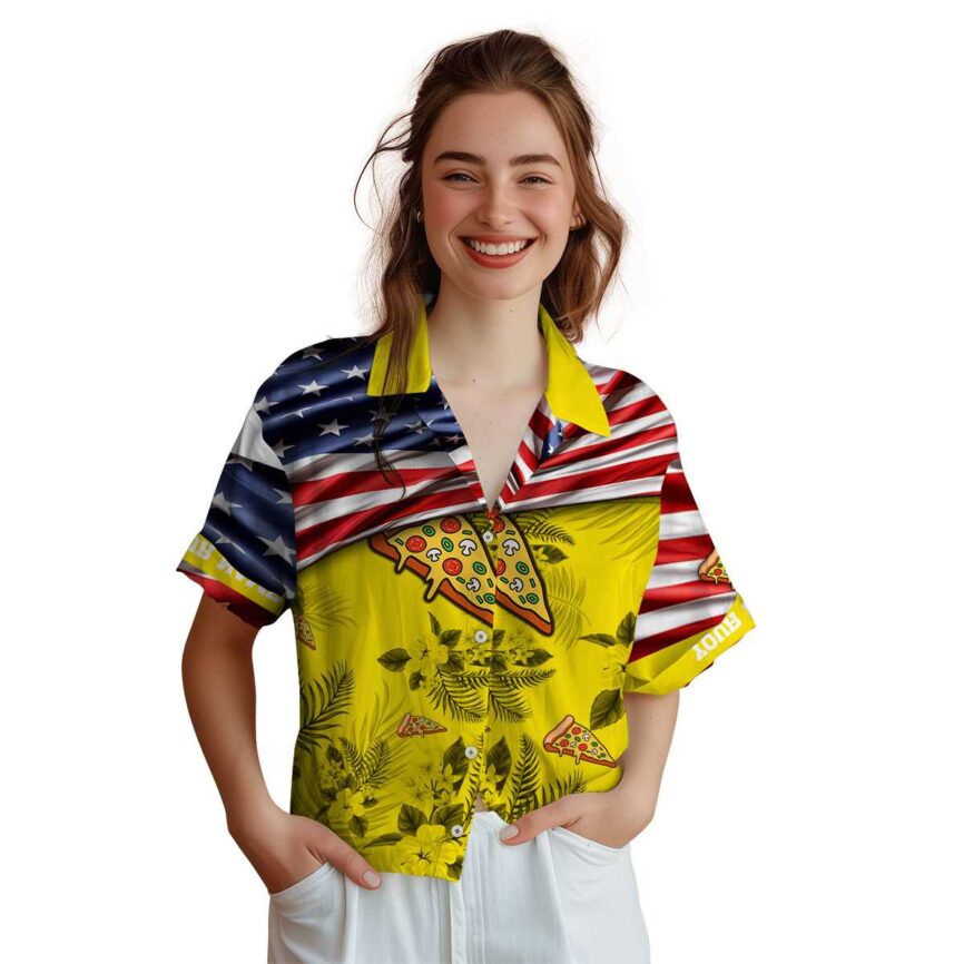 Customized Pizza US Flag Themed Hawaiian Shirt Top rated