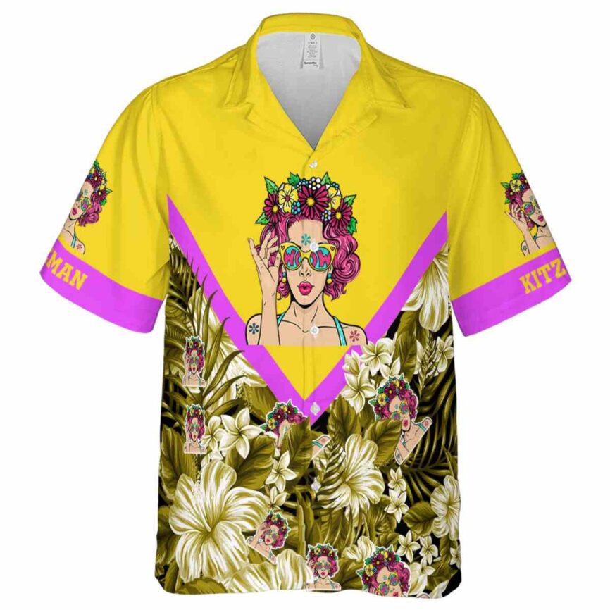Customized Pop Bold Floral Number Hawaiian Shirt Fashion forward