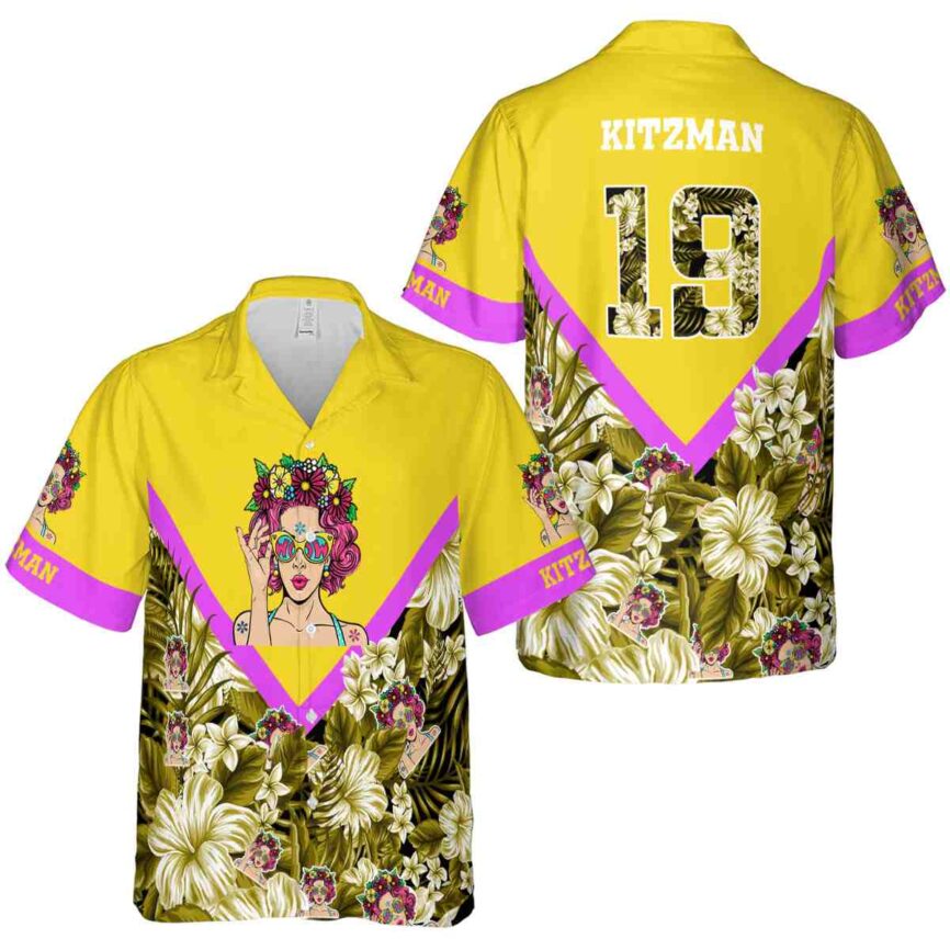 Customized Pop Bold Floral Number Hawaiian Shirt Premium grade
