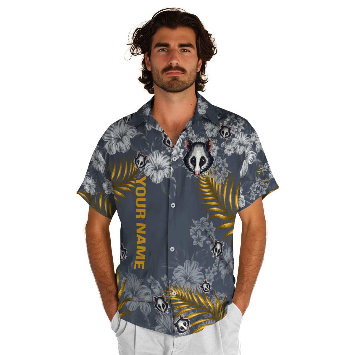 Customized Possum Hibiscus Pattern Hawaiian Shirt New Arrival Customized Possum Hibiscus Pattern Hawaiian Shirt New Arrival
