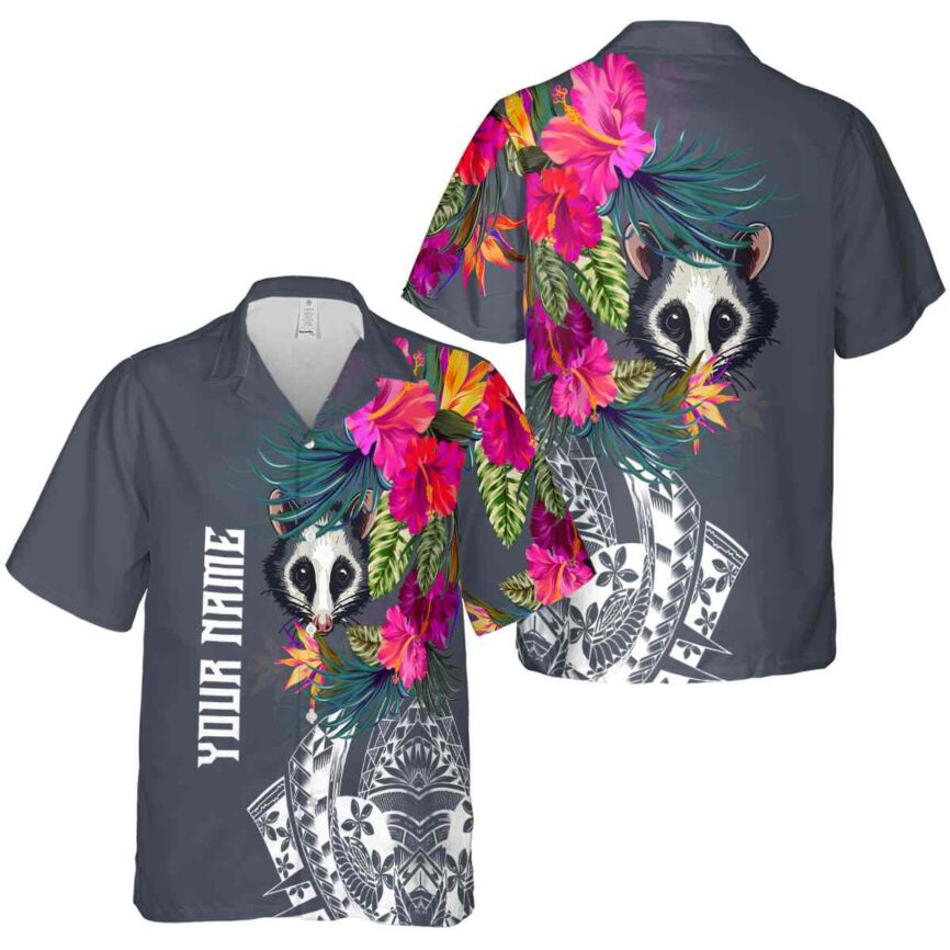 Customized Possum Polynesian Flowers Hawaiian Shirt Premium grade