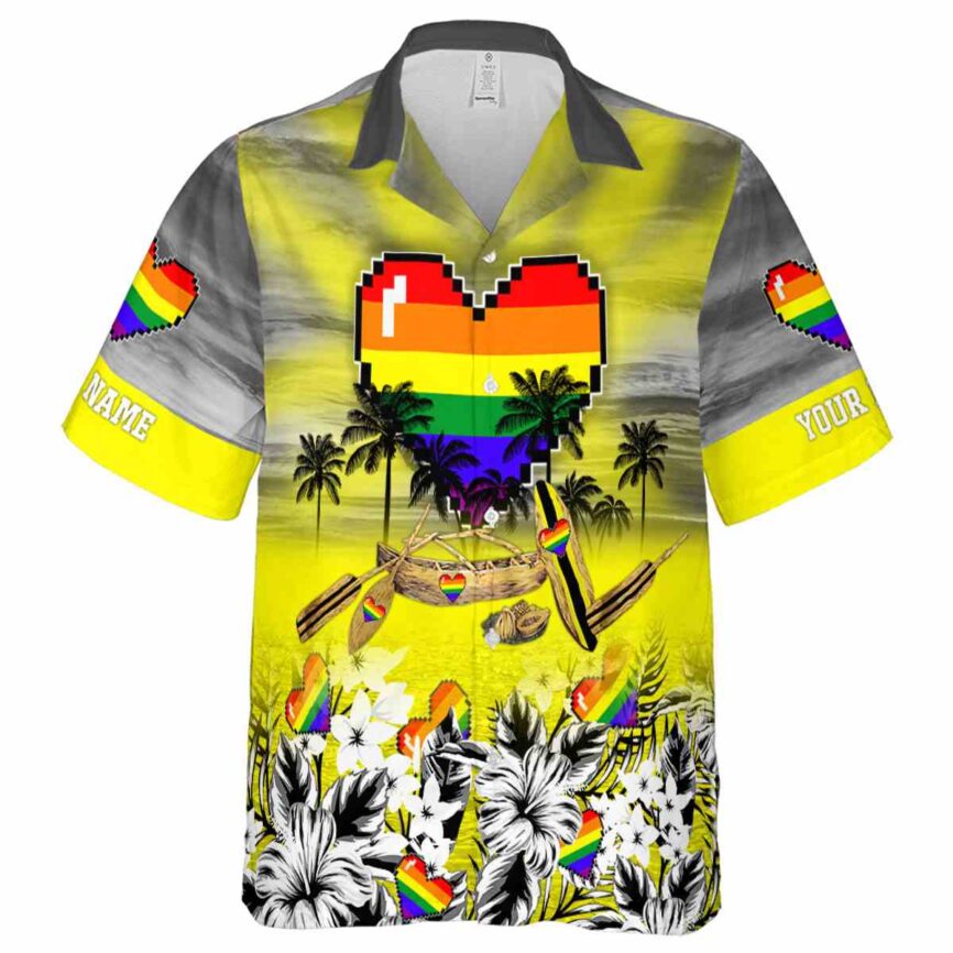 Customized Pride Sunset Beach Canoe Hawaiian Shirt Fashion forward