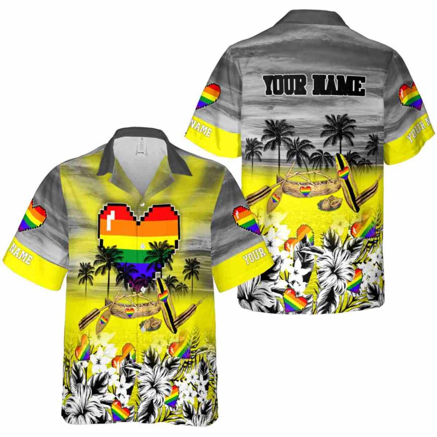 Customized Pride Sunset Beach Canoe Hawaiian Shirt Premium grade