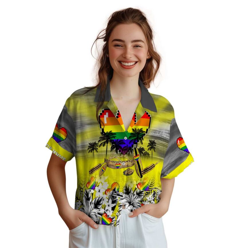 Customized Pride Sunset Beach Canoe Hawaiian Shirt Top rated