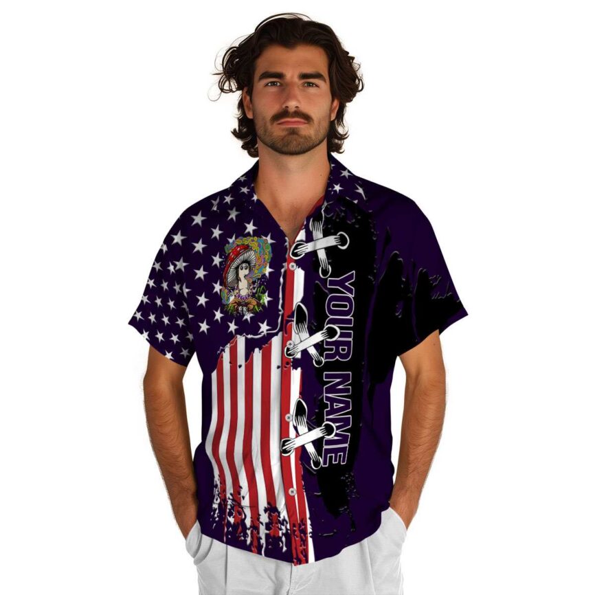 Customized Psychedelic Flag Stitches Hawaiian Shirt New Arrival
