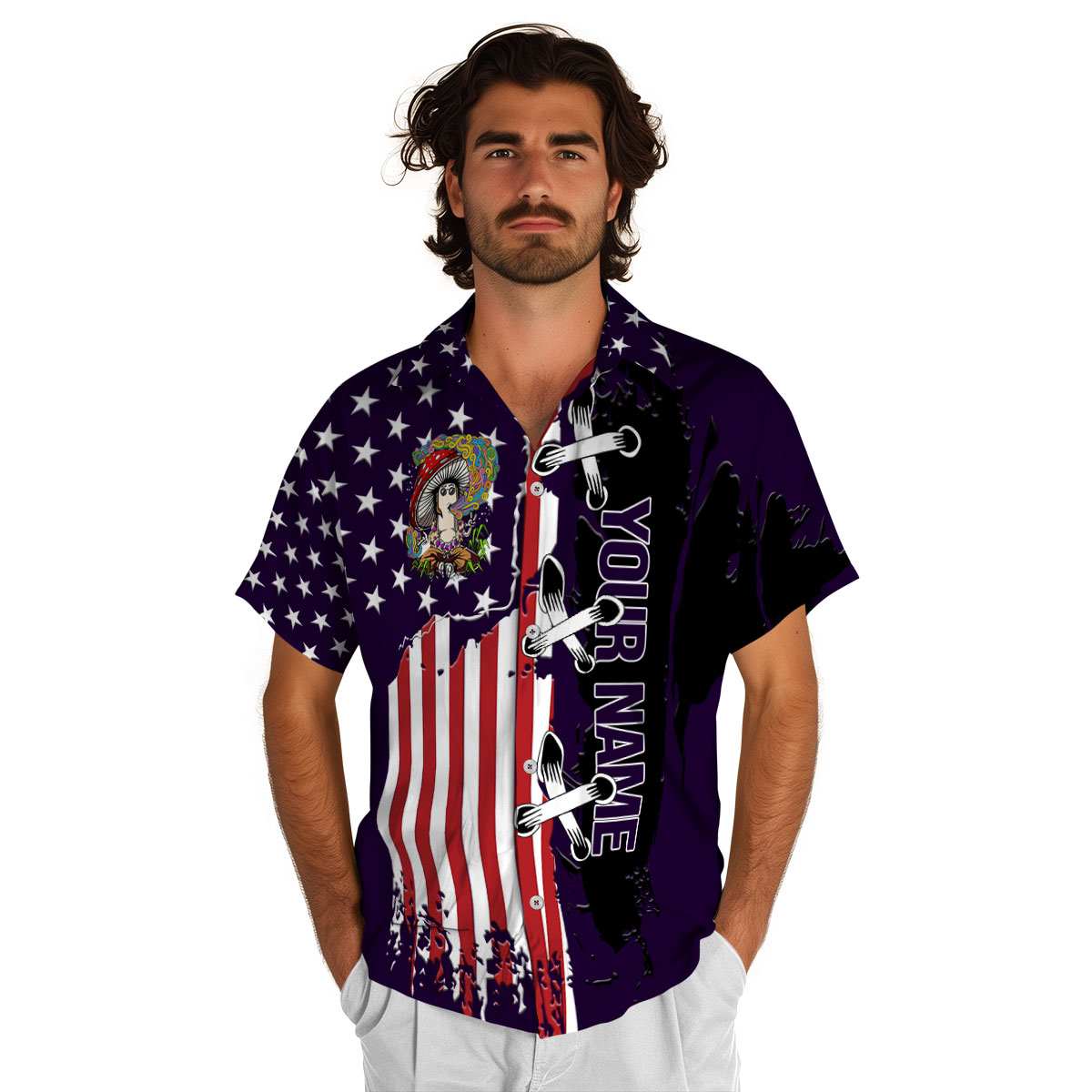 Customized Psychedelic Flag Stitches Hawaiian Shirt New Arrival Customized Psychedelic Flag Stitches Hawaiian Shirt New Arrival