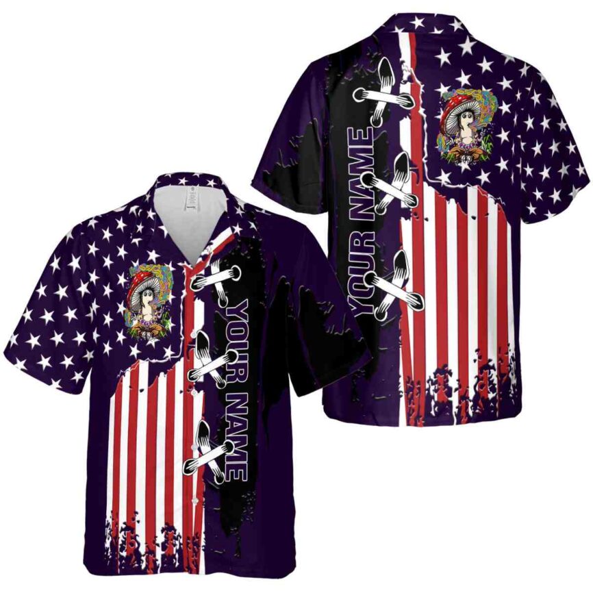 Customized Psychedelic Flag Stitches Hawaiian Shirt Premium grade