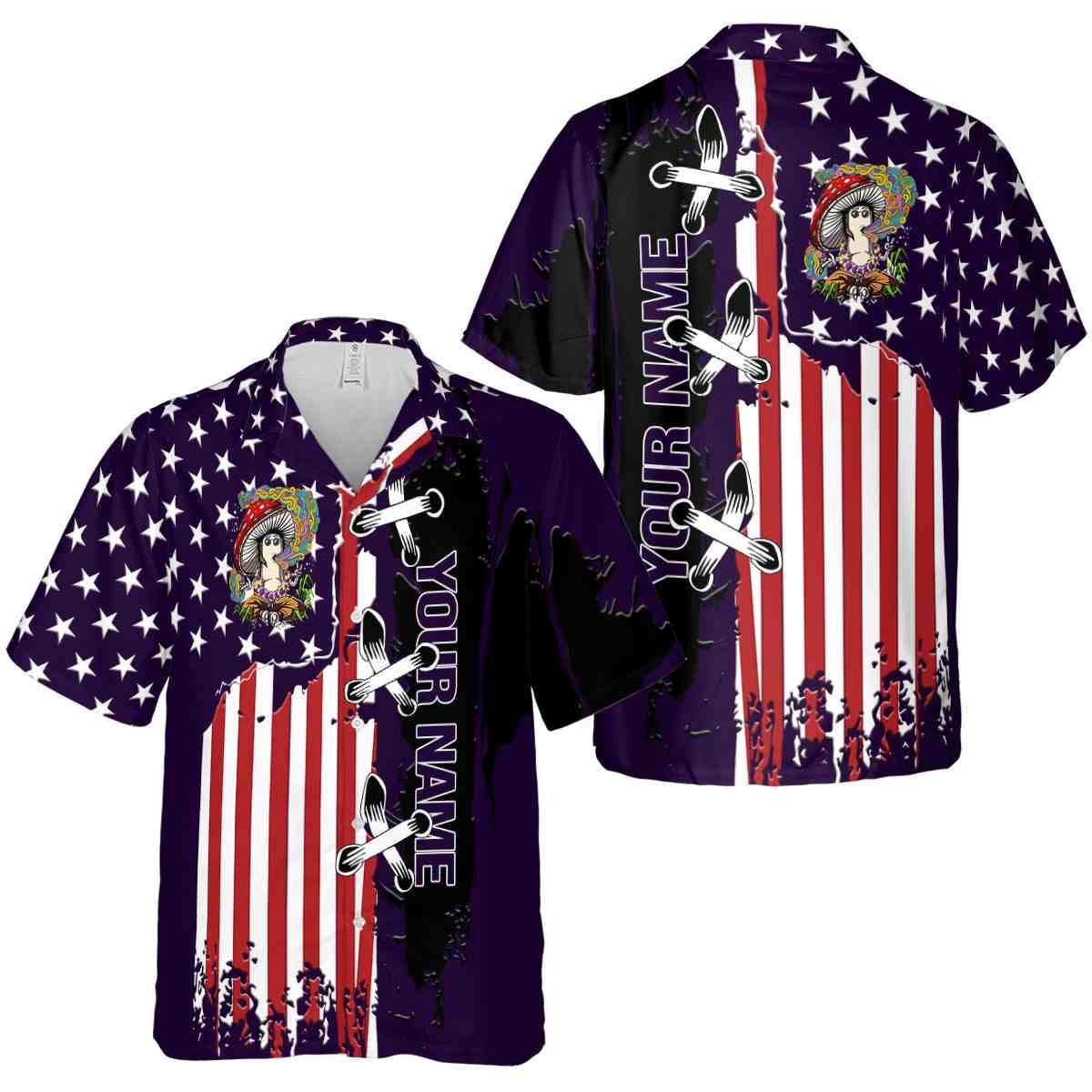 Customized Psychedelic Flag Stitches Hawaiian Shirt Premium grade Customized Psychedelic Flag Stitches Hawaiian Shirt Premium grade