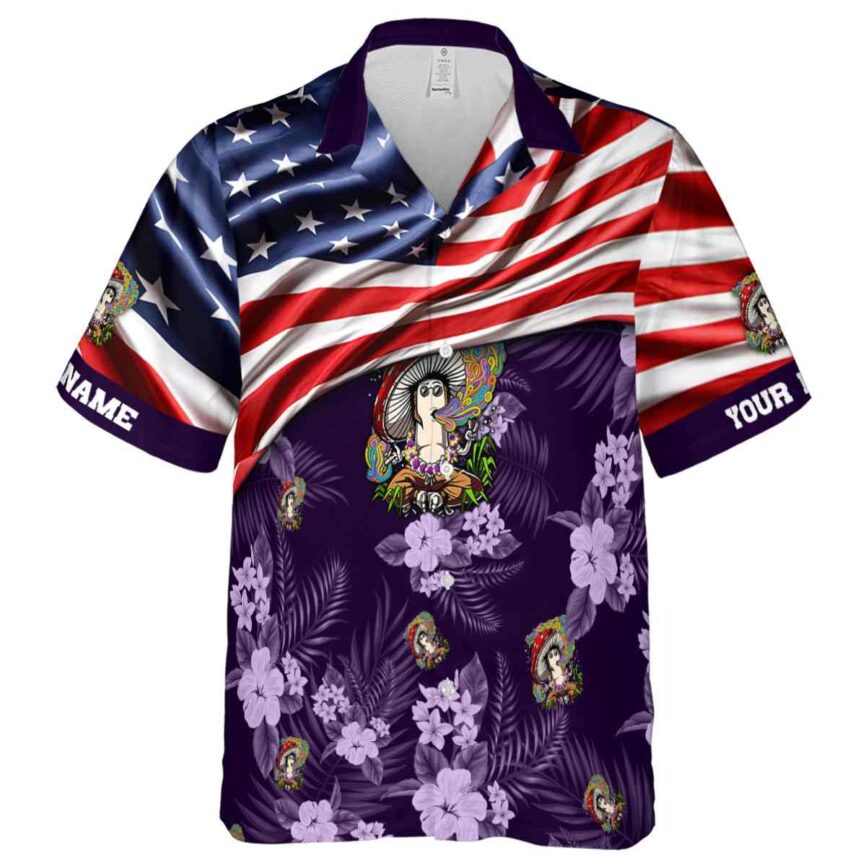 Customized Psychedelic US Flag Themed Hawaiian Shirt Fashion forward