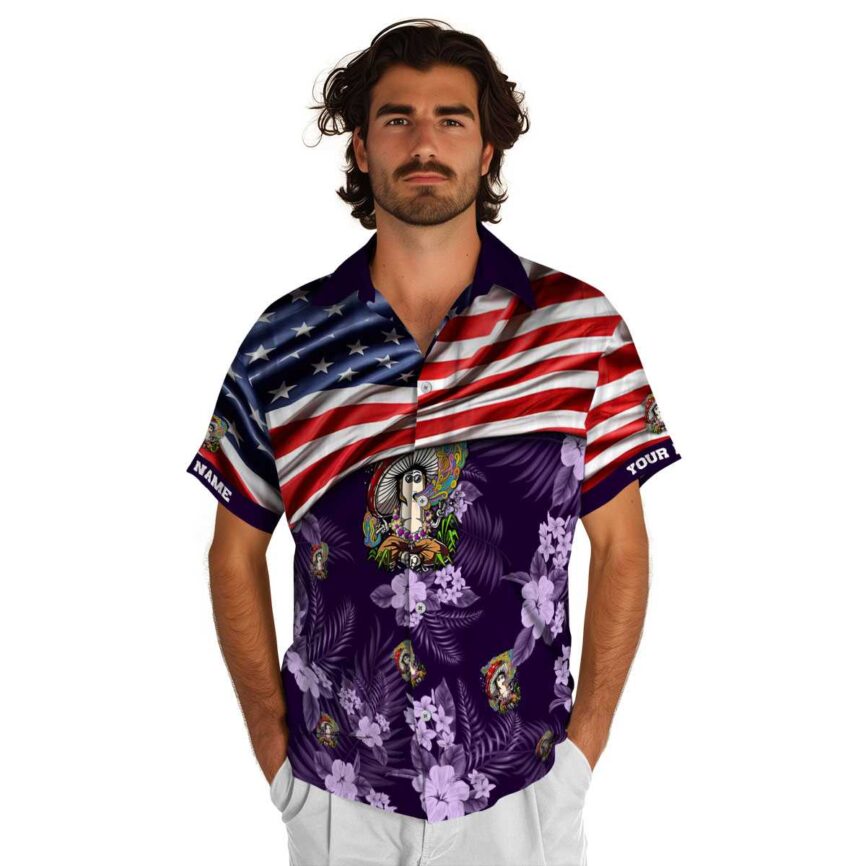 Customized Psychedelic US Flag Themed Hawaiian Shirt New Arrival