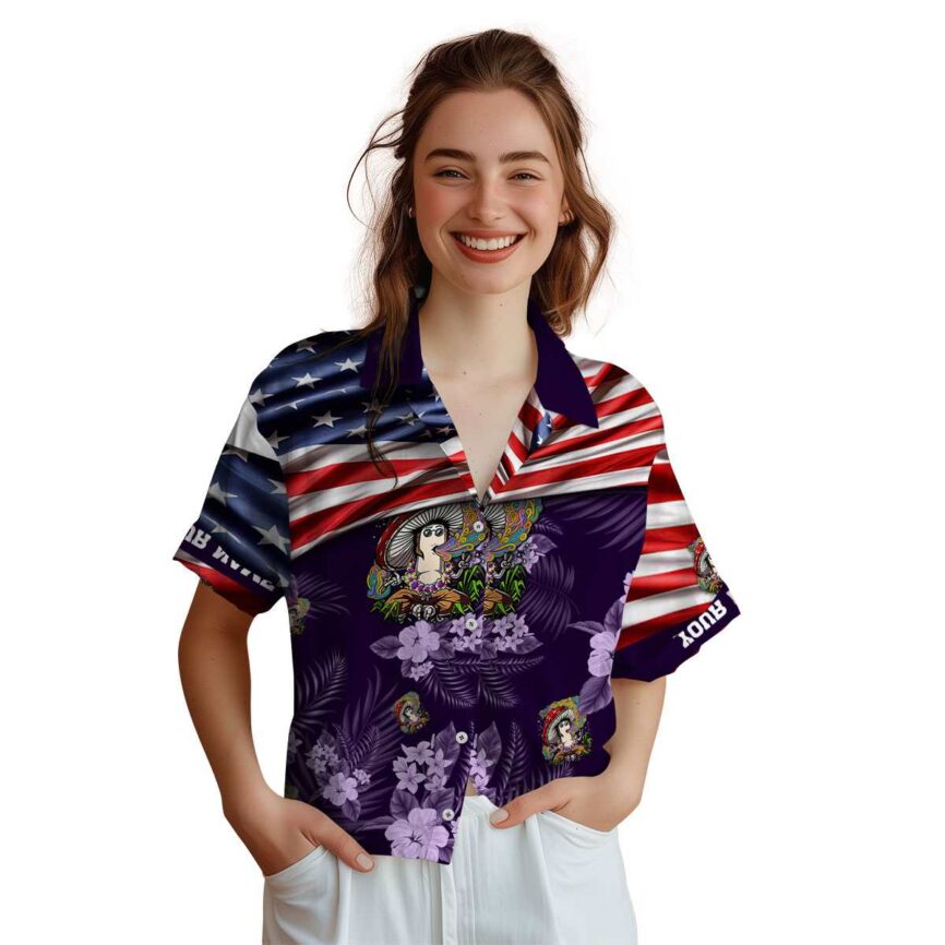 Customized Psychedelic US Flag Themed Hawaiian Shirt Top rated