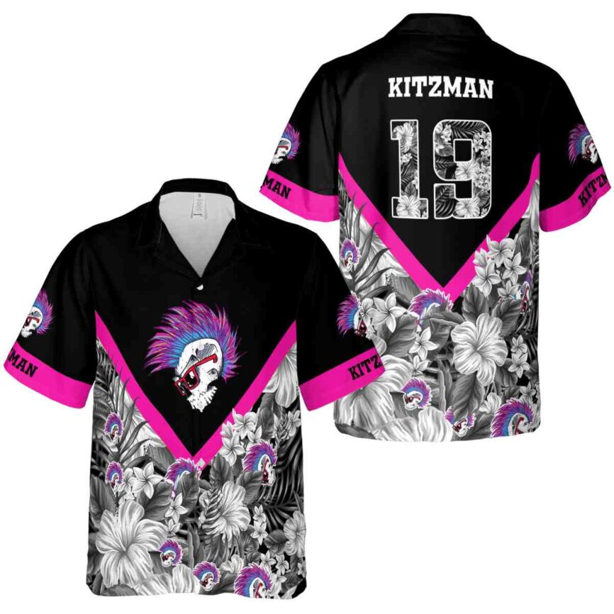 Customized Punk Bold Floral Number Hawaiian Shirt Premium grade