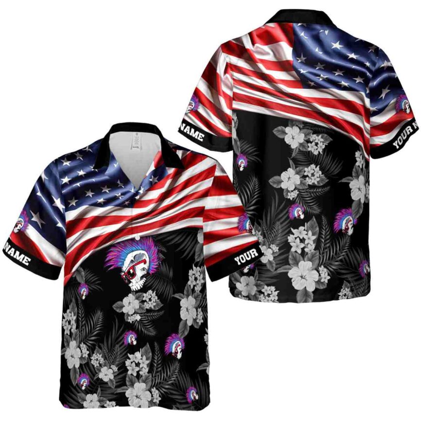 Customized Punk US Flag Themed Hawaiian Shirt Premium grade