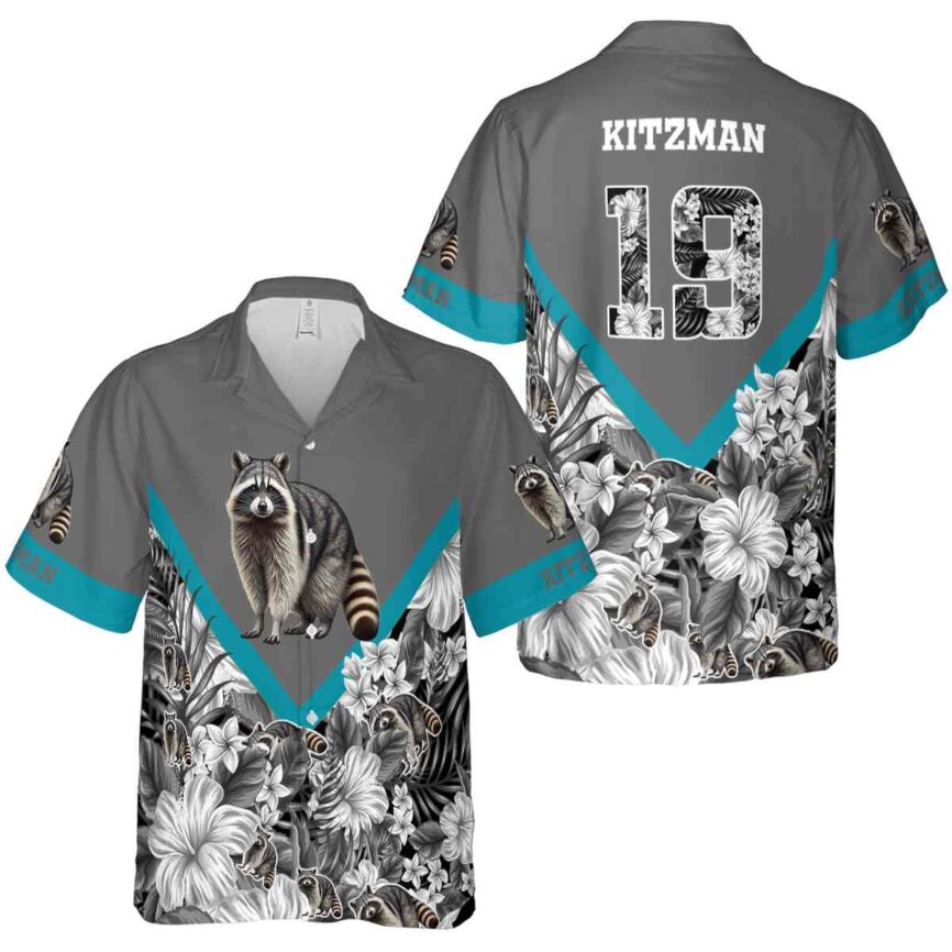Customized Raccoon Bold Floral Number Hawaiian Shirt Premium grade
