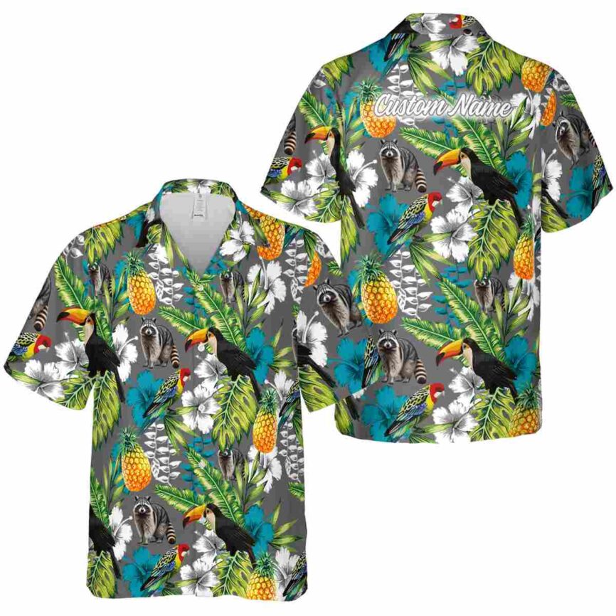 Customized Raccoon Toucan Bird Hawaiian Shirt Premium grade