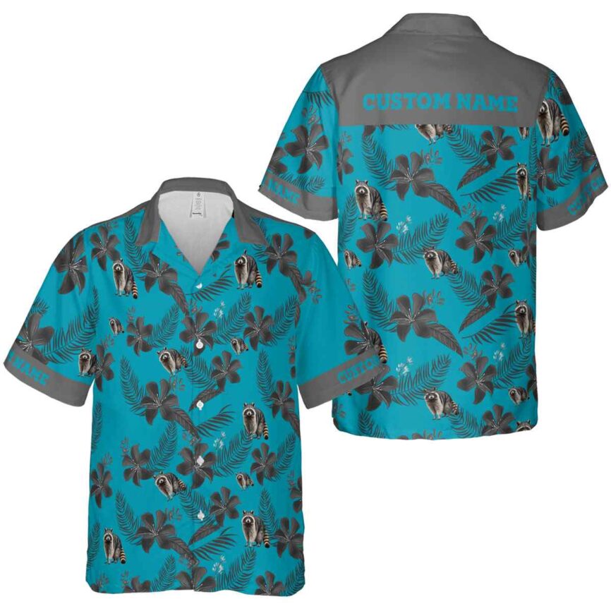 Customized Raccoon Tropical Flower Hawaiian Shirt Premium grade