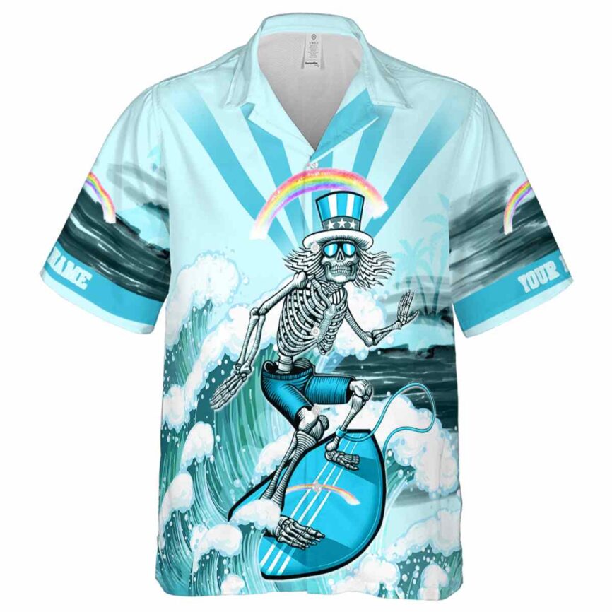 Customized Rainbow Grateful Dead Motif Hawaiian Shirt Fashion forward