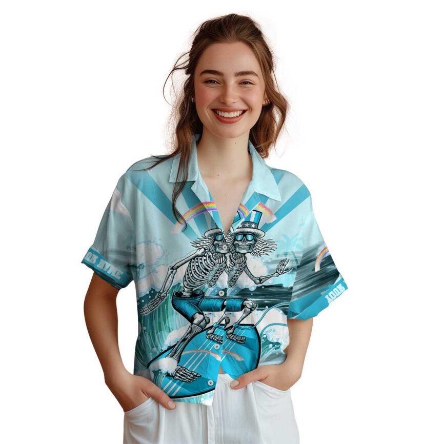 Customized Rainbow Grateful Dead Motif Hawaiian Shirt Top rated