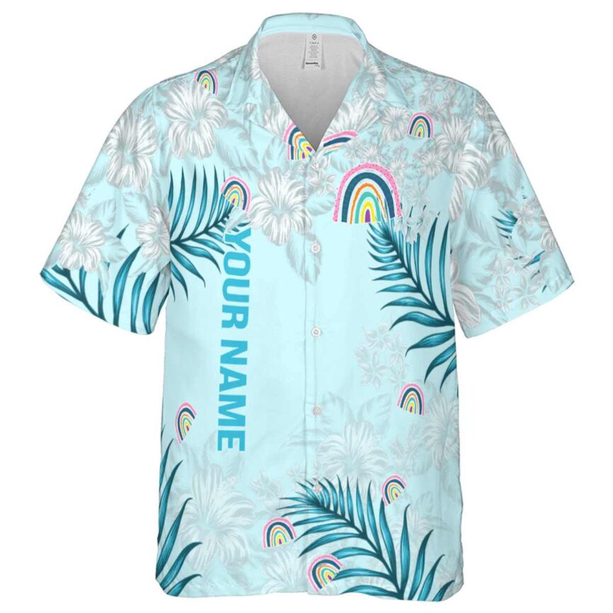 Customized Rainbow Hibiscus Pattern Hawaiian Shirt Fashion forward