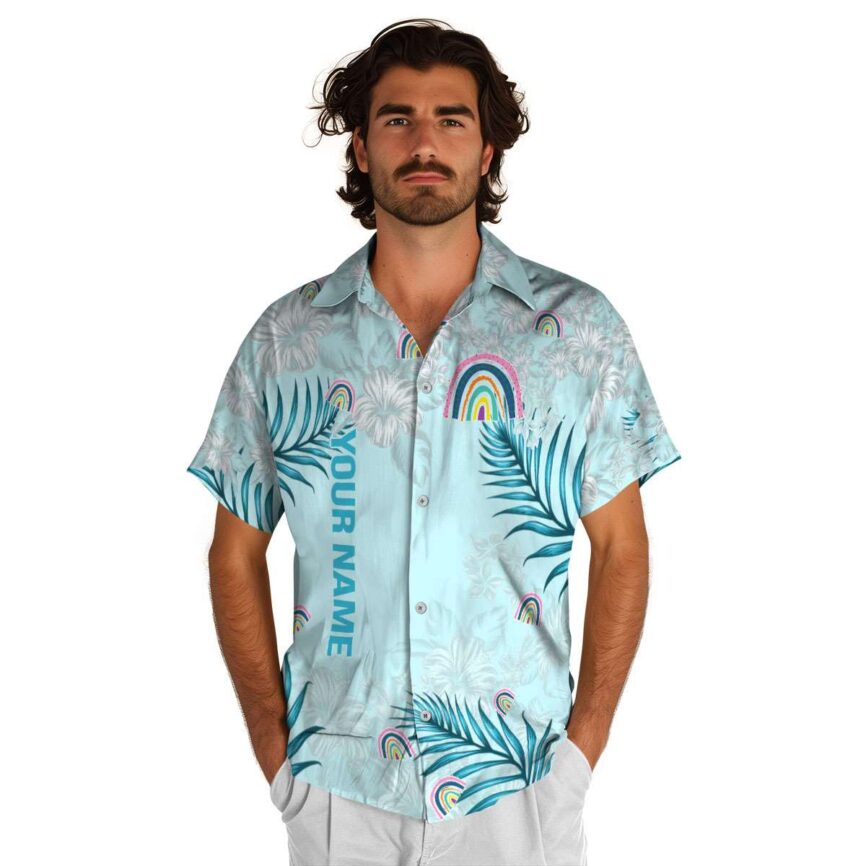 Customized Rainbow Hibiscus Pattern Hawaiian Shirt New Arrival