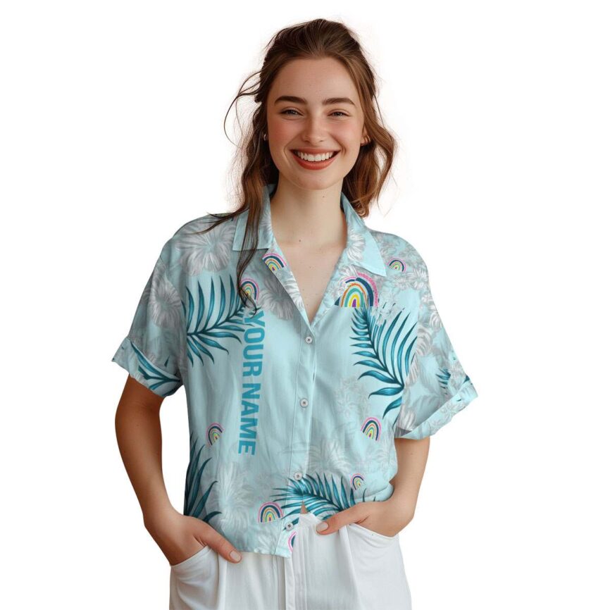 Customized Rainbow Hibiscus Pattern Hawaiian Shirt Top rated