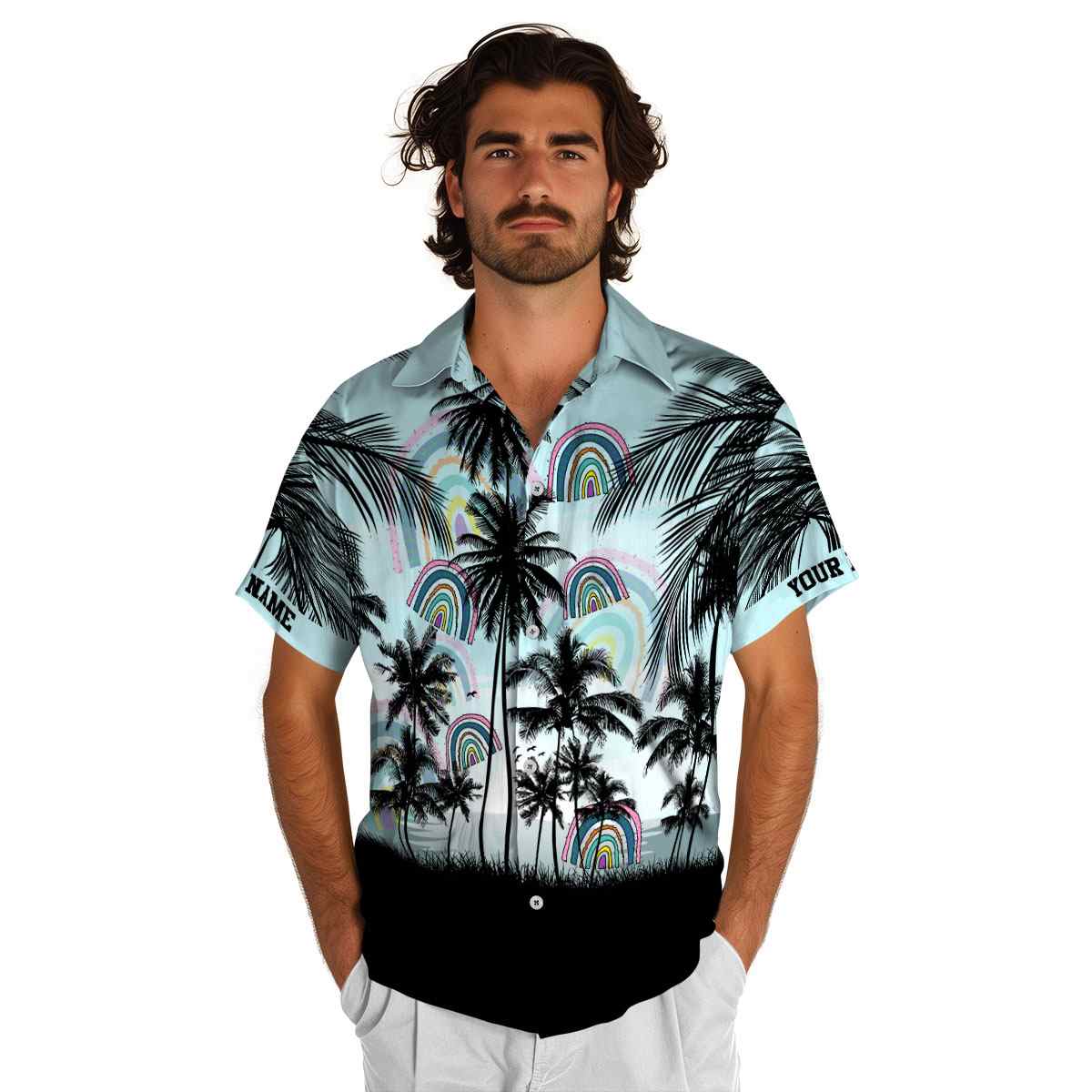 Customized Rainbow Island Scenery Hawaiian Shirt New Arrival Customized Rainbow Island Scenery Hawaiian Shirt New Arrival
