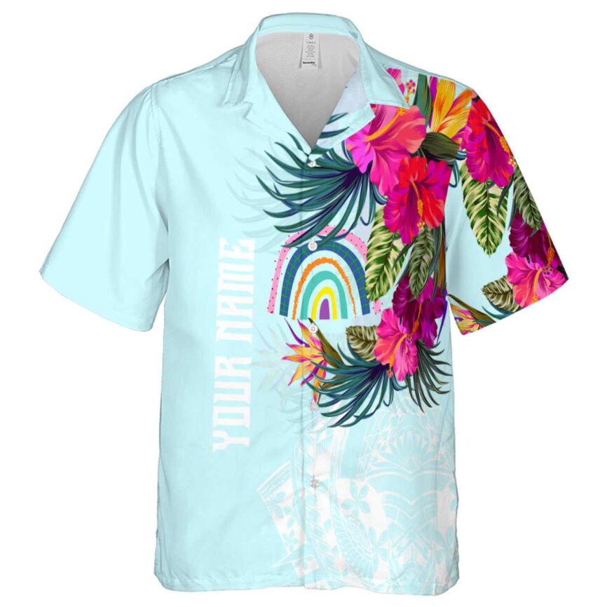 Customized Rainbow Polynesian Flowers Hawaiian Shirt Fashion forward