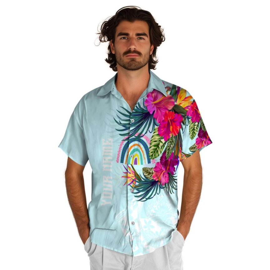 Customized Rainbow Polynesian Flowers Hawaiian Shirt New Arrival