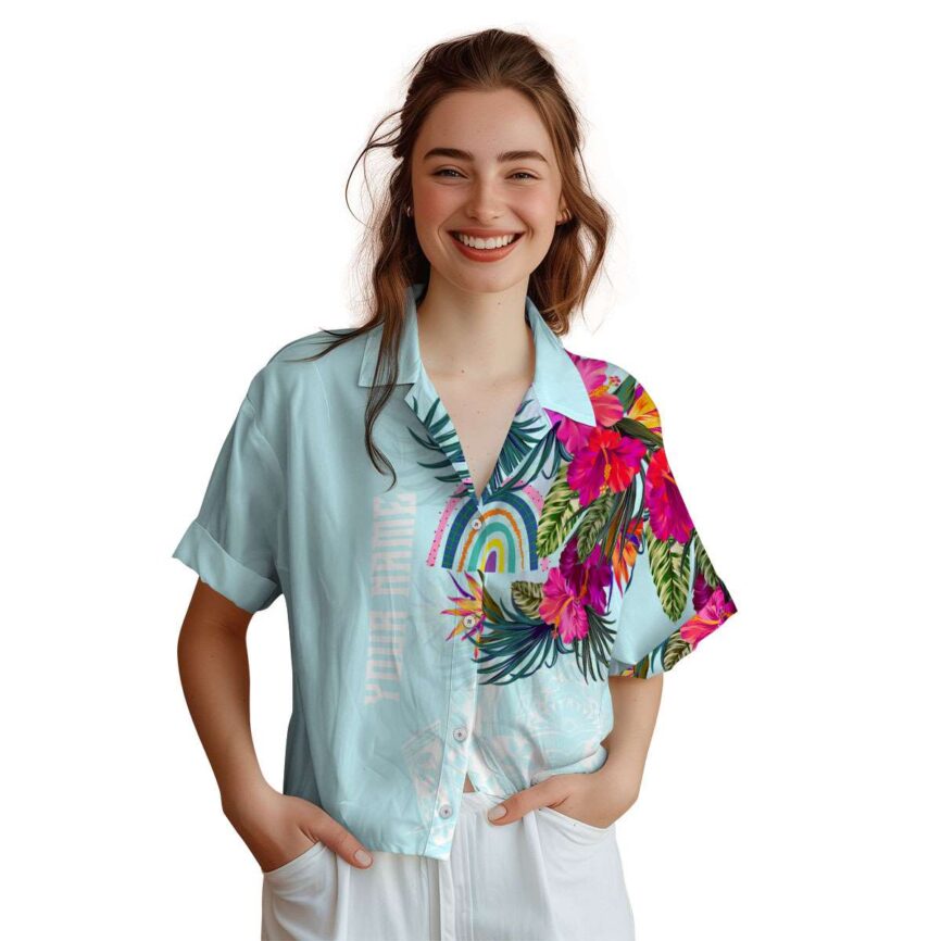 Customized Rainbow Polynesian Flowers Hawaiian Shirt Top rated