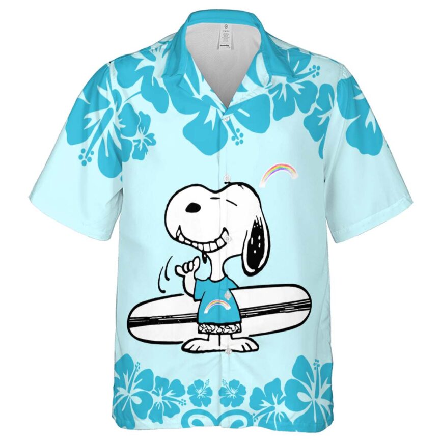 Customized Rainbow Surfing Snoopy Hawaiian Shirt Fashion forward