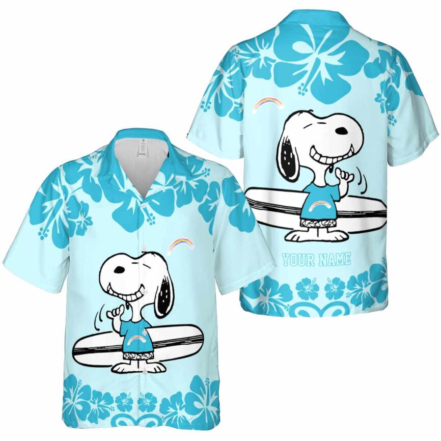 Customized Rainbow Surfing Snoopy Hawaiian Shirt Premium grade