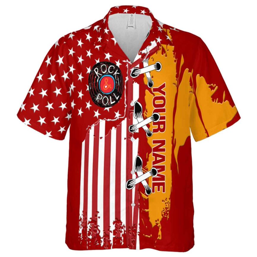 Customized Rock And Roll Flag Stitches Hawaiian Shirt Fashion forward