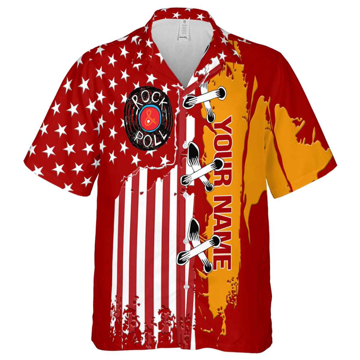 Customized Rock And Roll Flag Stitches Hawaiian Shirt Fashion forward Customized Rock And Roll Flag Stitches Hawaiian Shirt Fashion forward