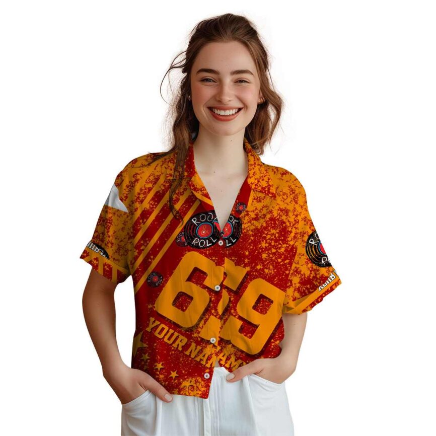 Customized Rock And Roll Stripe Burst Hawaiian Shirt Top rated