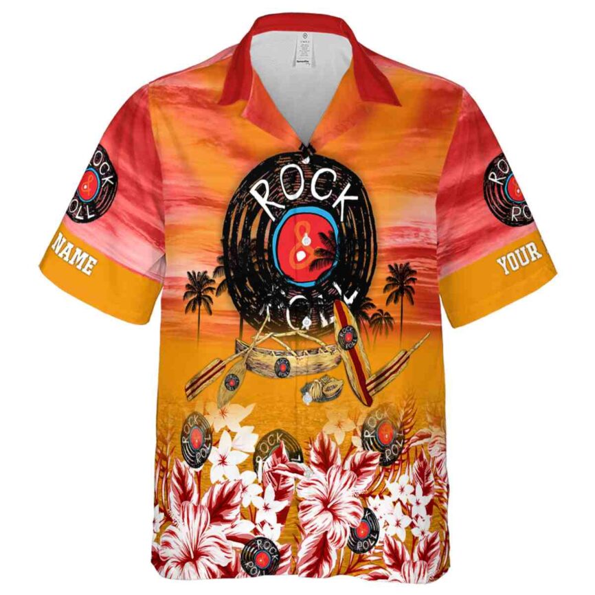 Customized Rock And Roll Sunset Beach Canoe Hawaiian Shirt Fashion forward