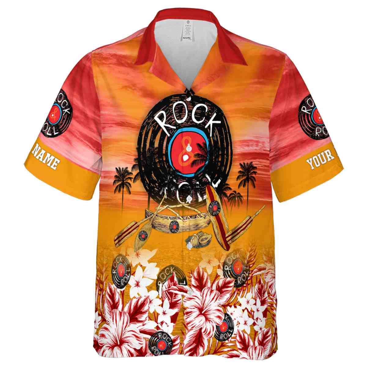 Customized Rock And Roll Sunset Beach Canoe Hawaiian Shirt Fashion forward Customized Rock And Roll Sunset Beach Canoe Hawaiian Shirt Fashion forward