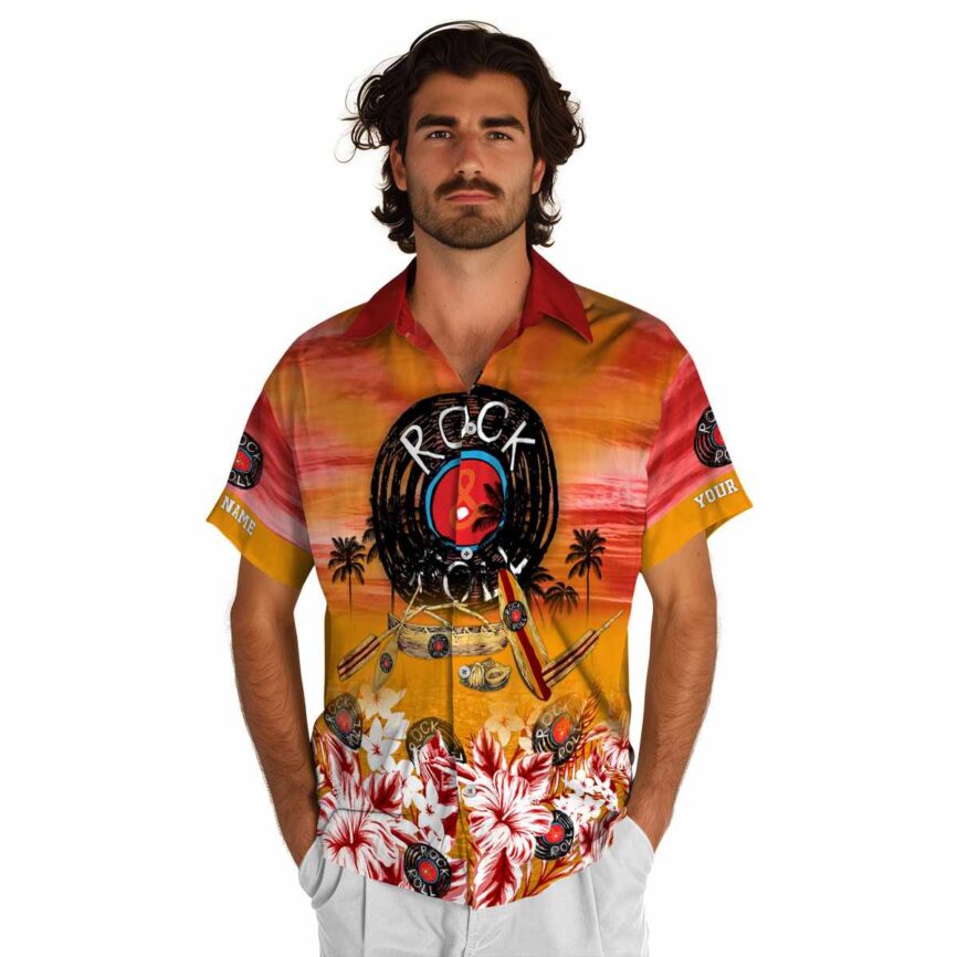 Customized Rock And Roll Sunset Beach Canoe Hawaiian Shirt New Arrival