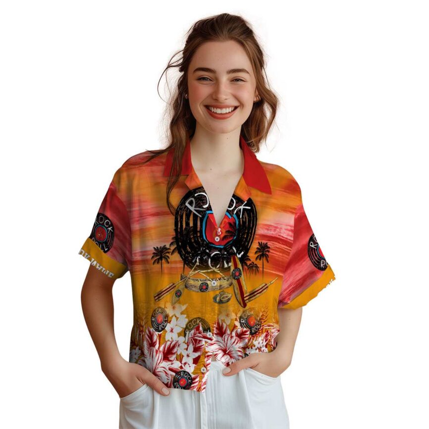 Customized Rock And Roll Sunset Beach Canoe Hawaiian Shirt Top rated