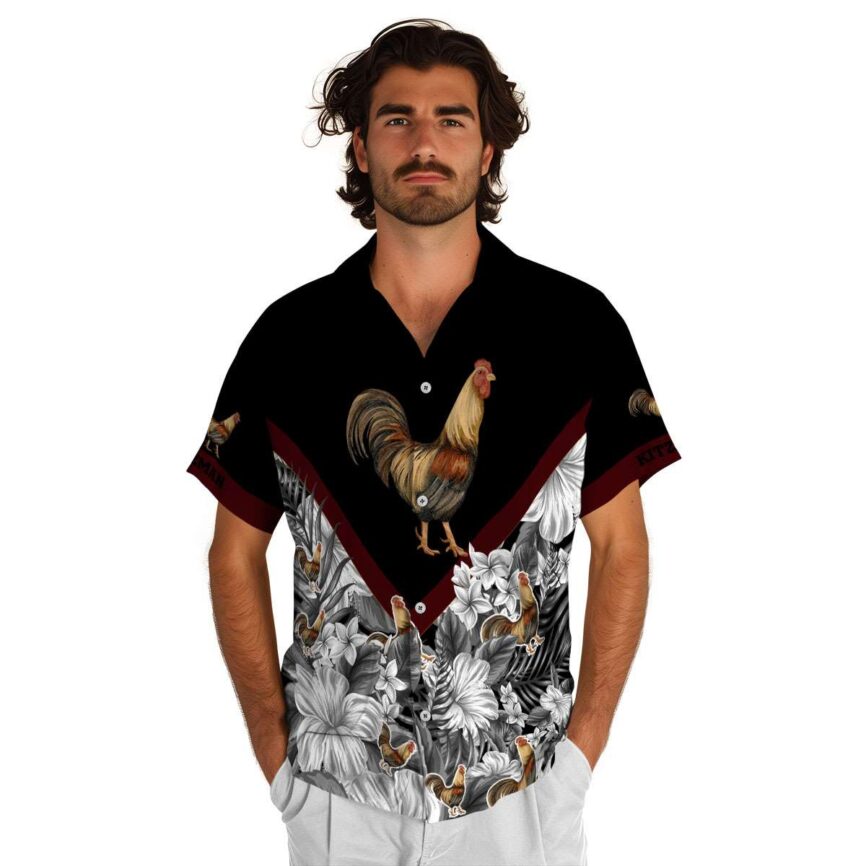 Customized Rooster Bold Floral Number Hawaiian Shirt New Arrival