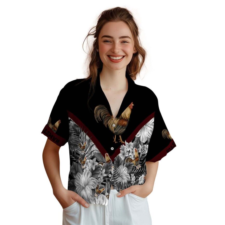 Customized Rooster Bold Floral Number Hawaiian Shirt Top rated