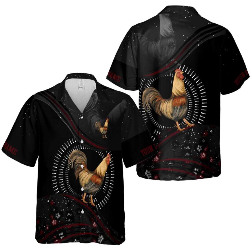 Customized Rooster Dynamic Swirl Hawaiian Shirt Premium grade